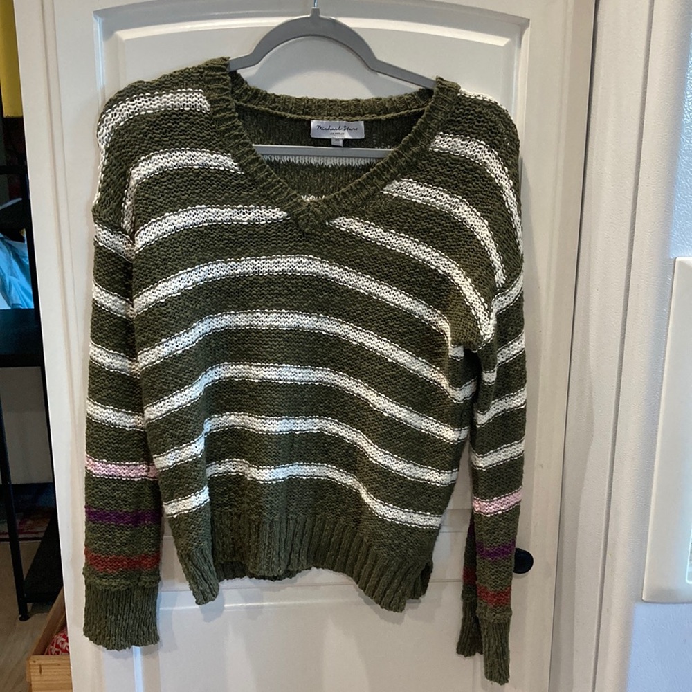 Michael Stars green striped sweater XS
